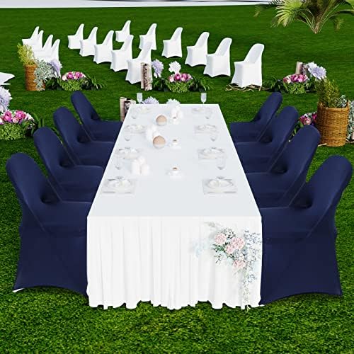 HAINARverS Folding Chair Covers for Wedding, 10pcs Navy Blue - Image 2