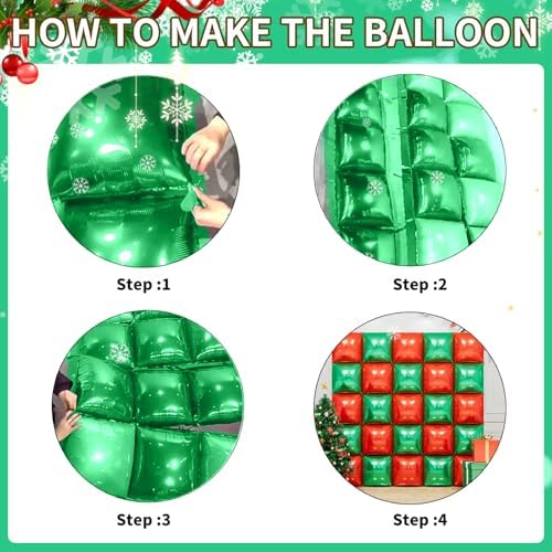 25PCS Green Red Square Foil Balloons Wall Backdrop - Image 4