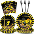 100 Pcs Construction 3rd Party Plates and Napkins Set 3 Years Old Birthday Decorations Construction Party Supplies Tableware Dump Truck Themed Favors for Birthday Party Decor Serves 25 by Qyeahkj