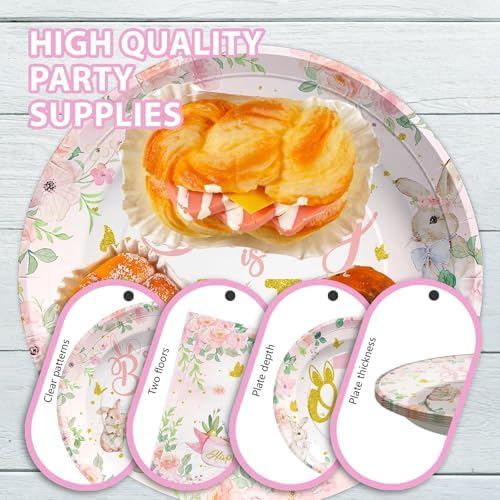 Grencian 96 Pcs Some Bunny is One Decorations Serves 24 - Image 4