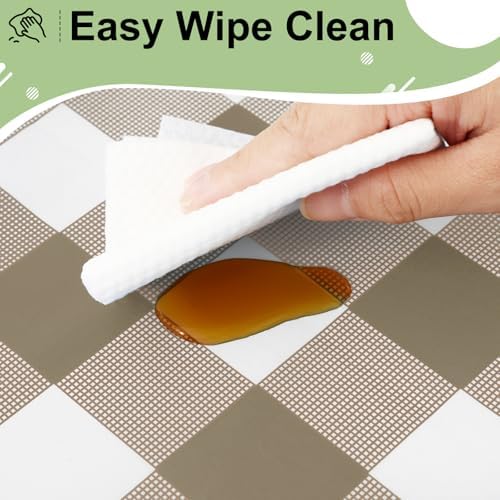 misaya 12 Packs Khaki White Buffalo Gingham Plastic Disposable Table Cloth - Image 5