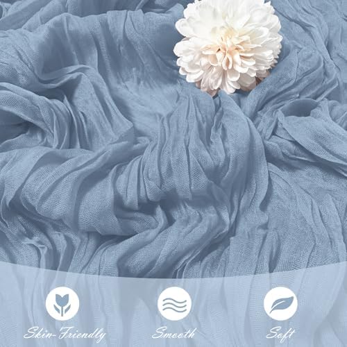 30 Pack Dusty Blue Cheesecloth Table Runner 17 x 108 inch Cheese Cloth Table Runners 9ft Blue Table Runner Rustic Romantic Sheer Gauze Runner for Wedding Party Baby Shower Table Decoration - Image 5
