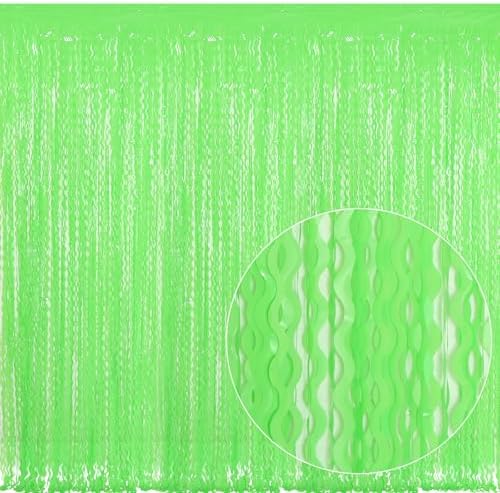 4 Pack Wavy Green Tinsel Backdrop Curtain - 3.3 ft x 6.6 ft Green Foil Fringe Curtains Photo Booth Prop Backdrop Streamer Birthday Party Decor by CYLMFC