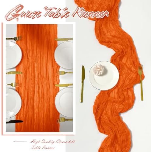 15 Pack Orange Cheesecloth Table Runner 17 x 108 inch Cheese Cloth Table Runners 9ft Orange Table Runner Rustic Romantic Sheer Gauze Runner for Wedding Party Baby Shower Table Decoration - Image 6