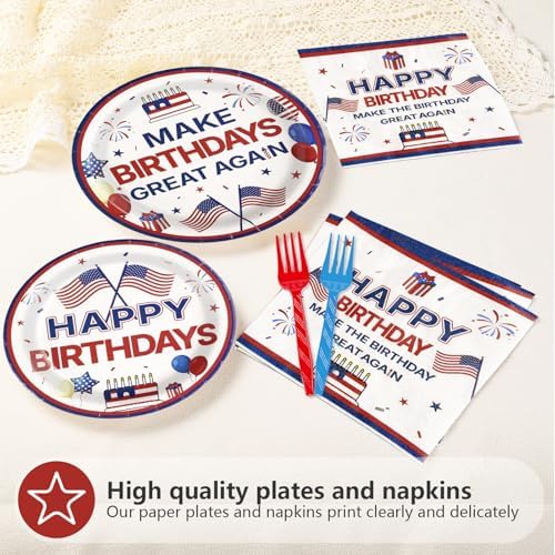 96 Pcs Make Birthdays Great Again Party Decorations, Serves 24 - Image 3