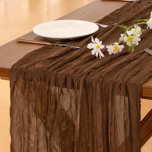 Cheesecloth Table Runner Fall Brown Boho Wedding Birthday Party Home Decor by Socomi