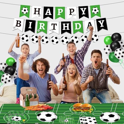 170 PCS Soccer Party Decorations, Soccer Birthday Party Decorations - Includes Plates, Napkins, Cups, Banner, Balloons, Tablecloth, Knives, Forks for Sports Soccer Theme Party Decorations, Serve 24 - Image 7