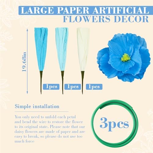 3 Pcs 5ft Large Paper Mix Color Poppy Flower Giant Artificial Poppy - Image 5