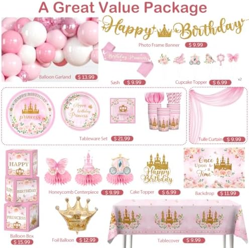 Princess Birthday Party Decorations, All-in-One Set for 20 Guests - Image 3