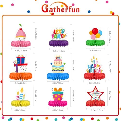 Happy Birthday Decorations Set - Colorful Themed Honeycomb Centerpiece, Table Decoration for Kids' Birthday Party Supplies - Image 2