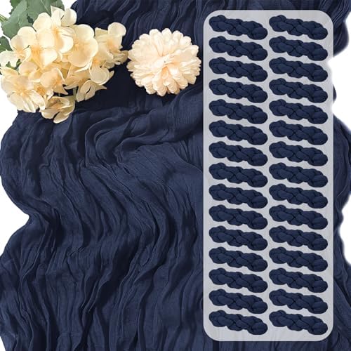 30 Pack Navy Blue Cheesecloth Table Runner 17 x 108 inch Cheese Cloth Table Runners 9ft Blue Table Runner Rustic Romantic Sheer Gauze Runner for Wedding Party Baby Shower Table Decoration by Yorcari