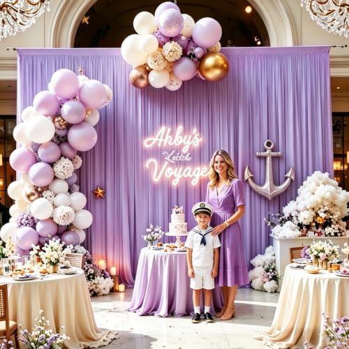 Lavender Backdrop Curtain - 10x10FT Back Drop Curtains for Parties Wrinkle-Free Soft Polyester Backdrop Wedding Decoration Photoground Backdrop Stain-Resistant for Back Drop Stand, 2 Panels - Image 4