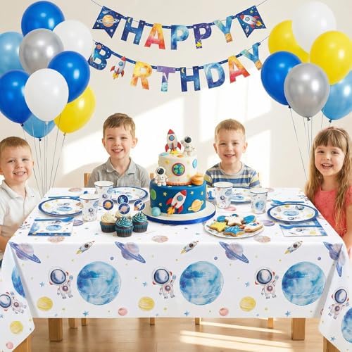 3 Pack First Trip Around The Sun Space Tablecloths, Star Party Table Cover - Image 3