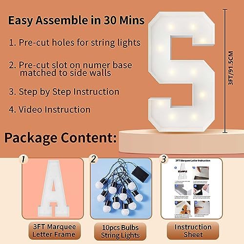 3FT Marquee Letters, Large Light Up Letters S for Party Decor - Image 5