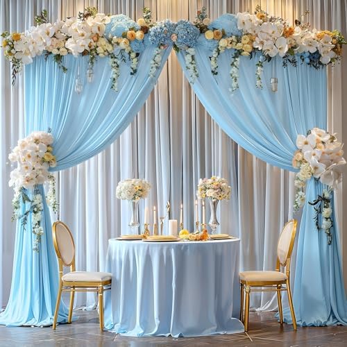 10x12ft Blue Backdrop Curtain Panels for Parties - Wrinkle Free Polyester Photo Curtain Backdrop Wedding Back Drop Fabric Drapes for Party Decorations Background for Photography - Image 7