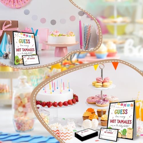 Taco Bout Love Decorations,Fiesta Guess How Many Baby Shower Game,Guess How Many Hot Tamales are in the Jar,Birthday Party Game & Activities 50 Cards and Sign - Image 5