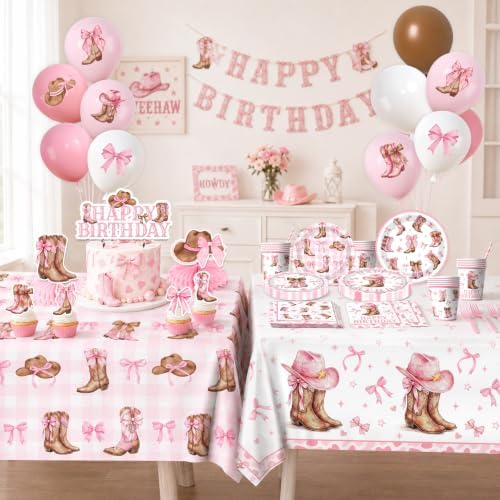 Cowgirl Birthday Party Decorations,Pink Boots And Bows Party Decorations - Image 6