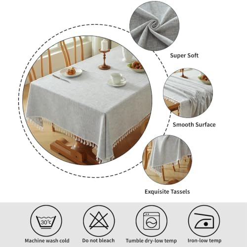 Deep Dream Tablecloths, Waterproof Table Cloth, Linens Wrinkle Free Anti-Fading, Rustic Table Cover Decoration for Kitchen Dinning Christmas (Rectangle/Oblong, 55''x86'',6-8 Seats, Solid Grey) - Image 3