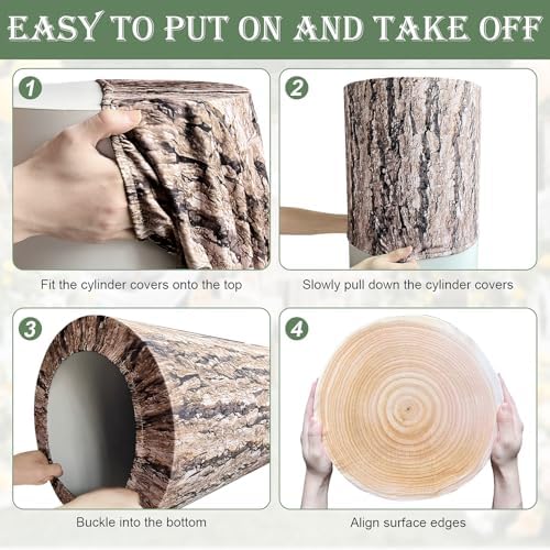 SaitiMade Set of 5 - Wood Cylinder Pedestal Stand Covers - Image 5