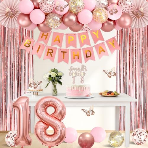 Juesly 18th Birthday Decorations for Girls, 50pcs 18 Year Old Party Set - Image 5