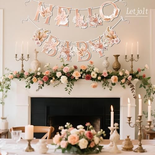 Letjolt Hello Baby Boho Flower Banner Girls Baby Shower Garland 12pcs - Image 2