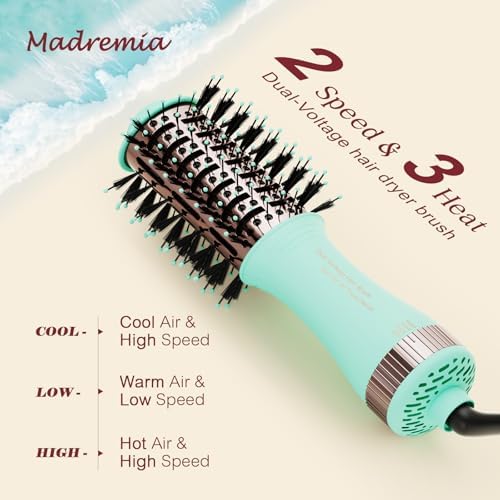 Travel Dual Voltage Hair Dryer Brush Essentials for Women- 2” Oval Size Brush Blow Dryer Portable Mini Hair Curler/Straightener Hair Styling Tool Accessories(‌Auto Dual Voltage & No Converter Needed) - Image 5