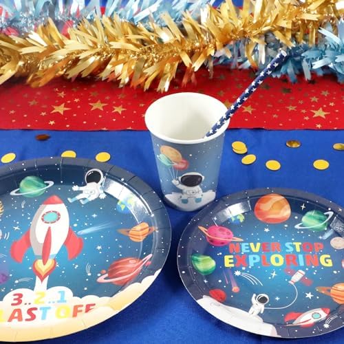 Recheel Space Themed Party Plates Set, Outer Space Party Decorations - Image 5
