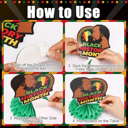 JULMELON 8 Pcs Black History Month Centerpieces 3D Honeycomb Table Decor - Image 4