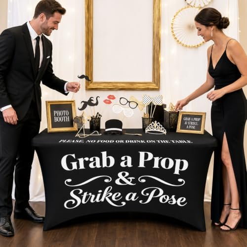 4ft Photo Booth Tablecloth Black Stretch Spandex Table Cover - Image 6