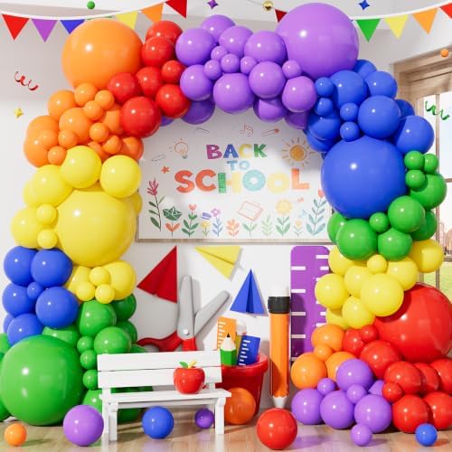 Rainbow Balloon Garland Arch Kit, 130 Pcs 18/12/5 In, Latex by Haolongfa