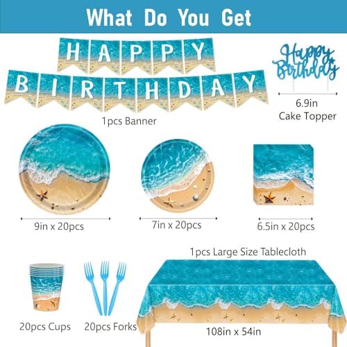 Beach Party Decorations, Beach Birthday Party Decorations, Serve 20 - Image 6