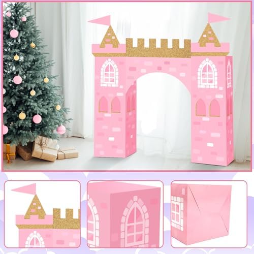 Bucherry 13 Pcs Princess Birthday Party Decor Pink Large Castle Backdrop - Image 5