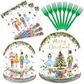 96 Pieces Christmas Ballet Party Tableware Set – Festive Disposable Dinnerware with Paper Plates, Napkins, and Plastic Forks – Winter Fairy Tale Theme for Christmas Birthdays Parties – Serves 24 by GistomeHome