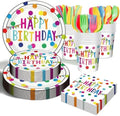 Birthday Plates & Napkins Party supplies - 175Pcs Happy Birthday Paper Plates and Napkins Sets, Disposable Happy Birthday Dots Tableware Set for Boys and Girls Party Decorations, Serves 25 by OUNIY