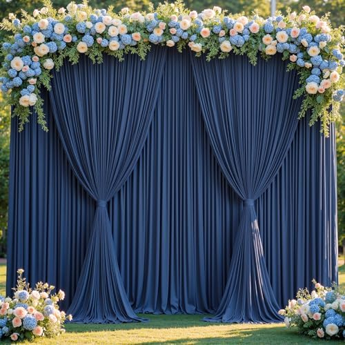 20x10ft Navy Blue Backdrop Curtain Panels for Parties - Wrinkle Free Polyester Photo Curtain Backdrop Wedding Back Drop Fabric Drapes for Party Decorations Background for Photography by WishCare