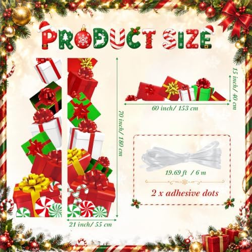 Peryiter 3 Pcs Christmas Door Decorations Holiday Gift Boxes Porch Banner - Image 2
