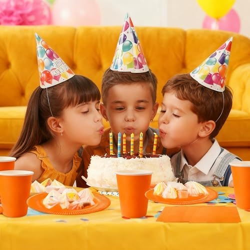 210pcs Orange plates and napkins party supplies - Plastic Silverware Cutlery, Paper Cups and Plates, Napkins Suitable for parties and birthdays Serves 30 (Orange) - Image 3