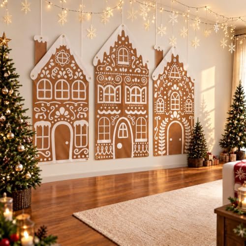 Chumia 3 Pcs Large Christmas Gingerbread House Backdrop Decorations by Chumia