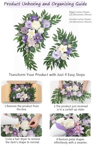 Artificial Wedding Arch Flowers Kit(Pack of 2) for Wedding Decor Ceremony and Reception Backdrop Decoration (Purple) - Image 6