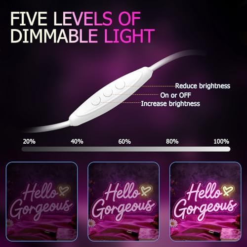 Hello Gorgeous Neon Signs for Wall Decor, Hello Beautiful Pink LED Lights - Image 5