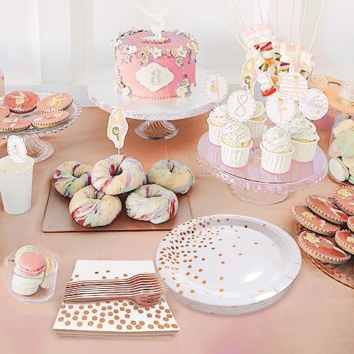 Serves 35 Guests White and Rose Gold Paper Plates Napkins Party Supplies - Image 5