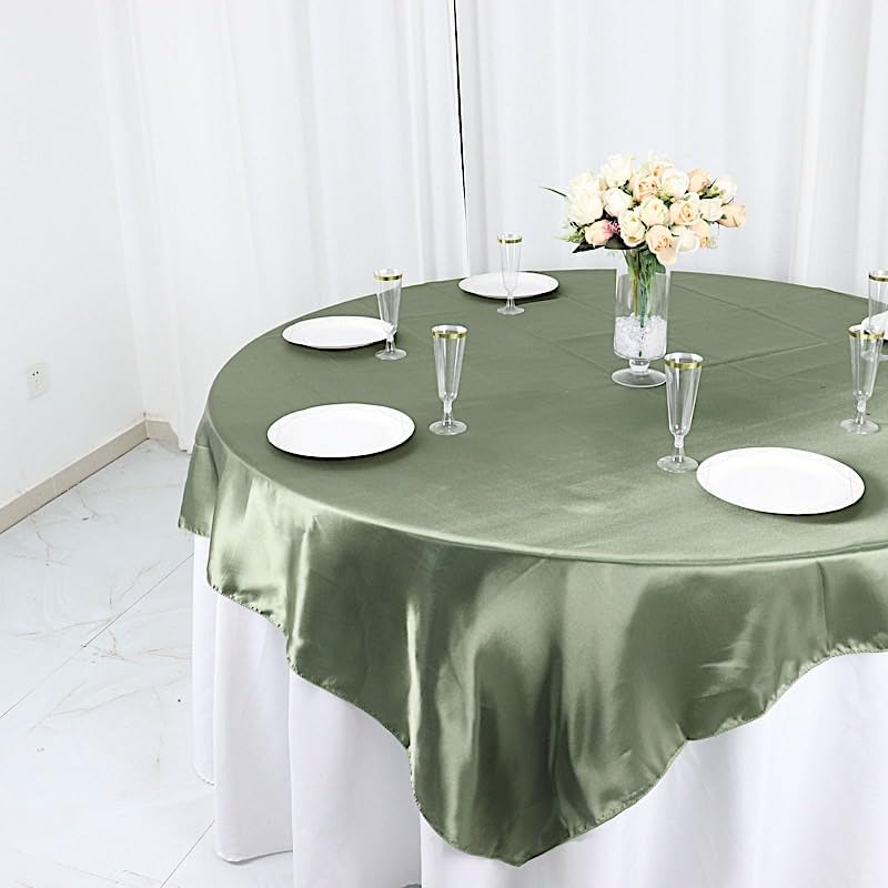 10 pcs 72x72 inch Eucalyptus Green Square Tablecloth Satin Fabric Overlays Linens | Table Cloths Cover for Wedding Party Banquet Reception Events Decoration Kitchen Dining Events Kitchen Dining - Image 4