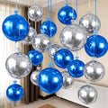 Togvu Blue Silver Round Foil Balloons, 16PCS Different Sizes 4D Ball Balloon by Togvu