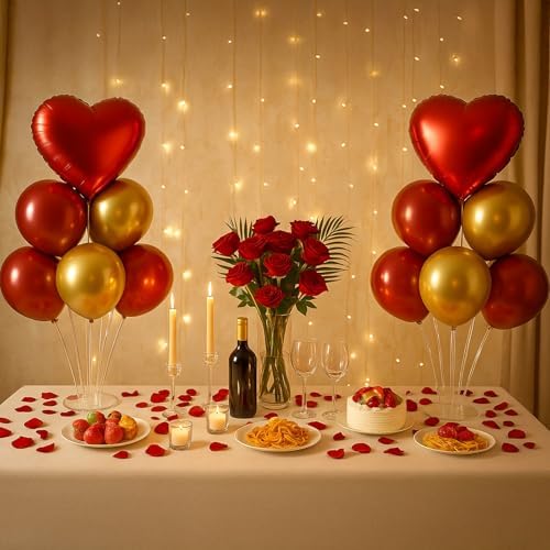 6pcs Heart-Shaped Balloon Stands Kit Table Centerpiece Table Decorations for Valentine's Day Wedding Proposal Decoration Party Decorations (Red Heart) - Image 4