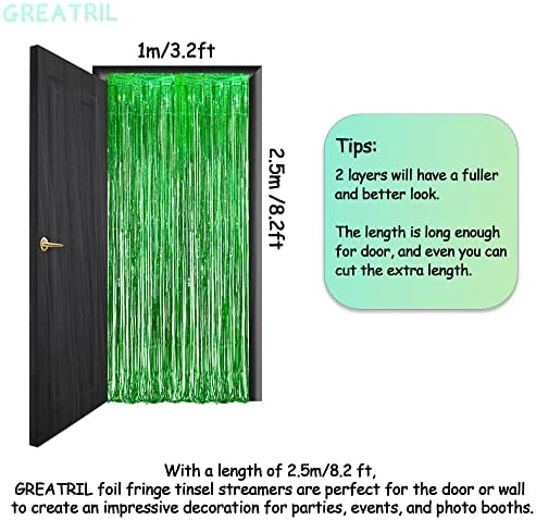 Green Tinsel Curtain Party Backdrop - 2 Packs - Image 4
