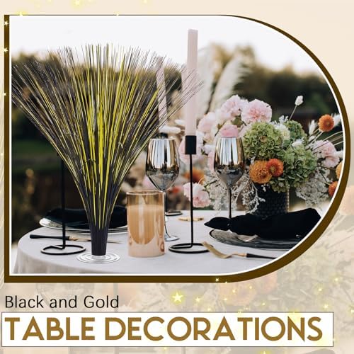 Colingmill 4 Pcs Plastic Metallic Spray Table Centerpieces, Black and Gold - Image 5