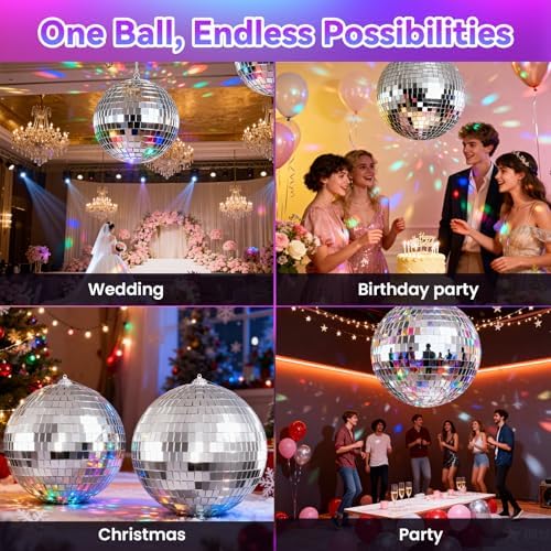 Youdepot 8-Inch Silver Disco Ball Mirror Ball 2-Pack - Image 3