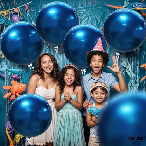 KatchOn Metallic Blue Balloons - Big 22 Inch, Pack of 6, Space Decorations - Image 4