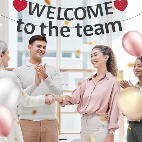 Pre-Strung Glitter Welcome to the Team Banner Welcome Banner Welcome Decorations for Office New Hire Events Corporate Onboarding & Team Building Parties (Black) - Image 5