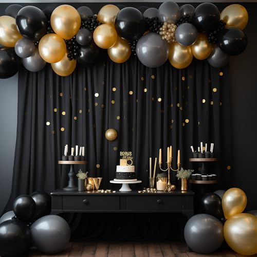 Wokceer Black Backdrop Curtain for Wedding Parties Backdrop Drapes 10x8FT - Image 4